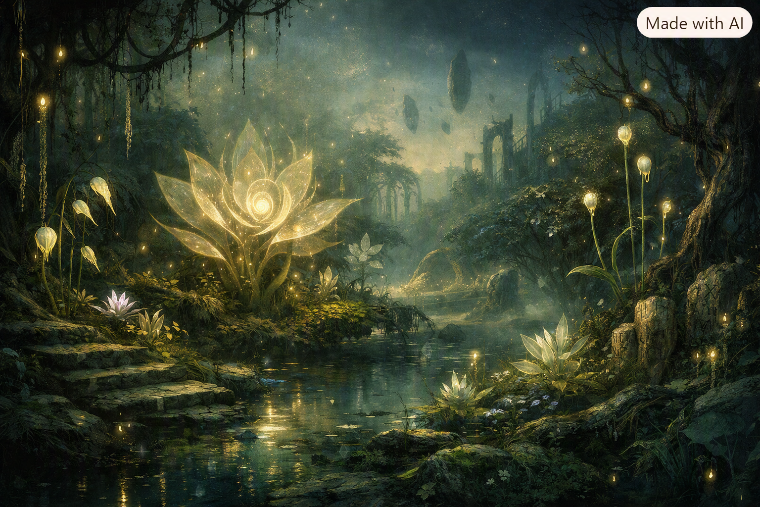 The Basin: a luminous wetland opening beyond the Herb Room